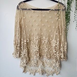 Marci Crochet Top with 3/4 sleeves